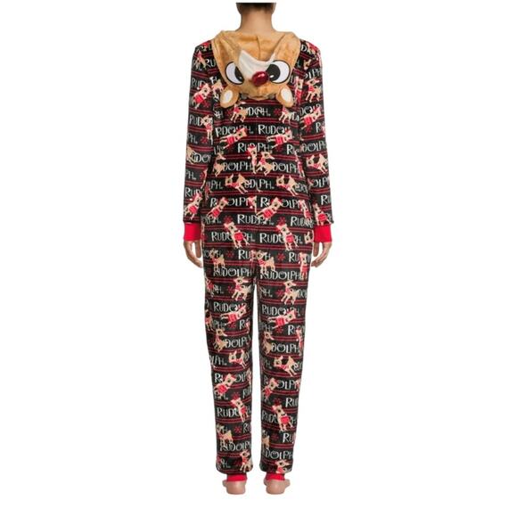 RUDOLPH Zip Front Hooded Loungewear Pajamas with Pockets Women’s Size Small - Picture 1 of 12
